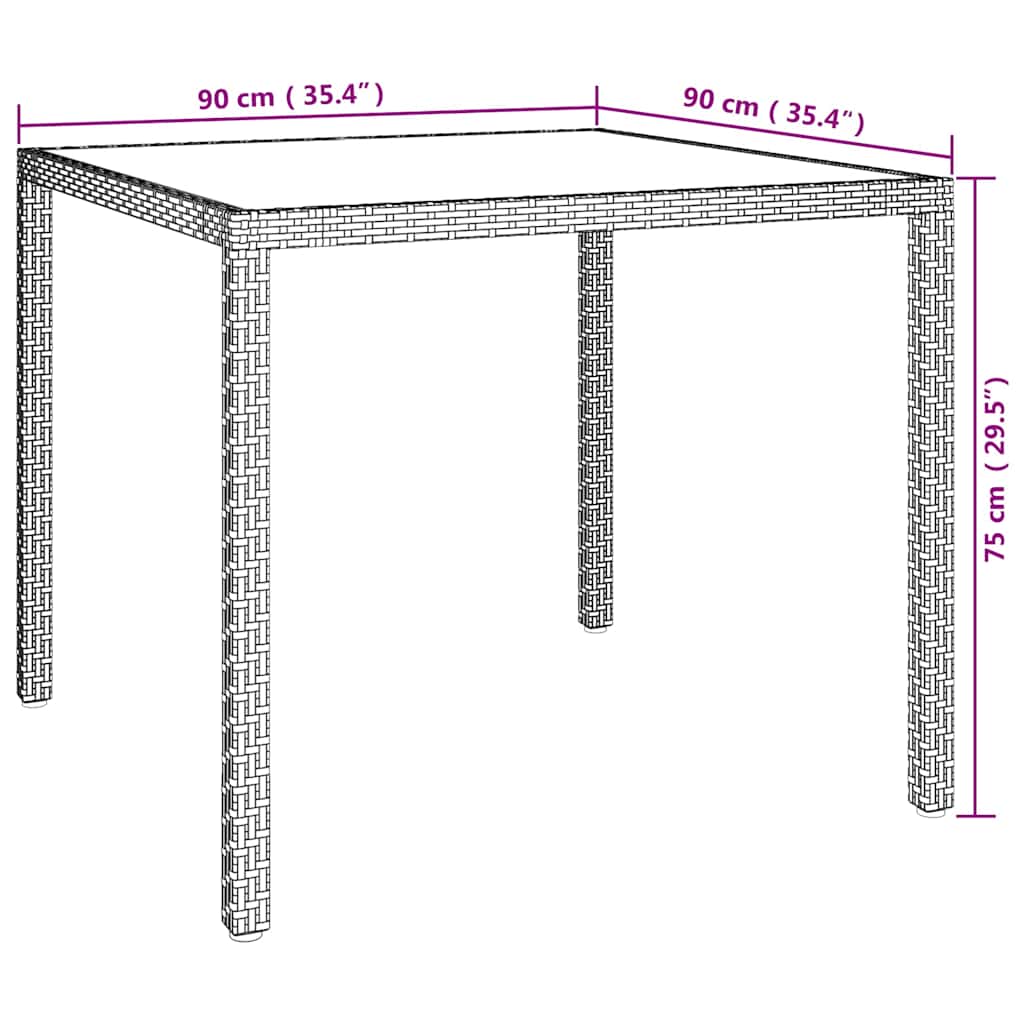 Gartentisch Gehärtetes Glas Poly Rattan
