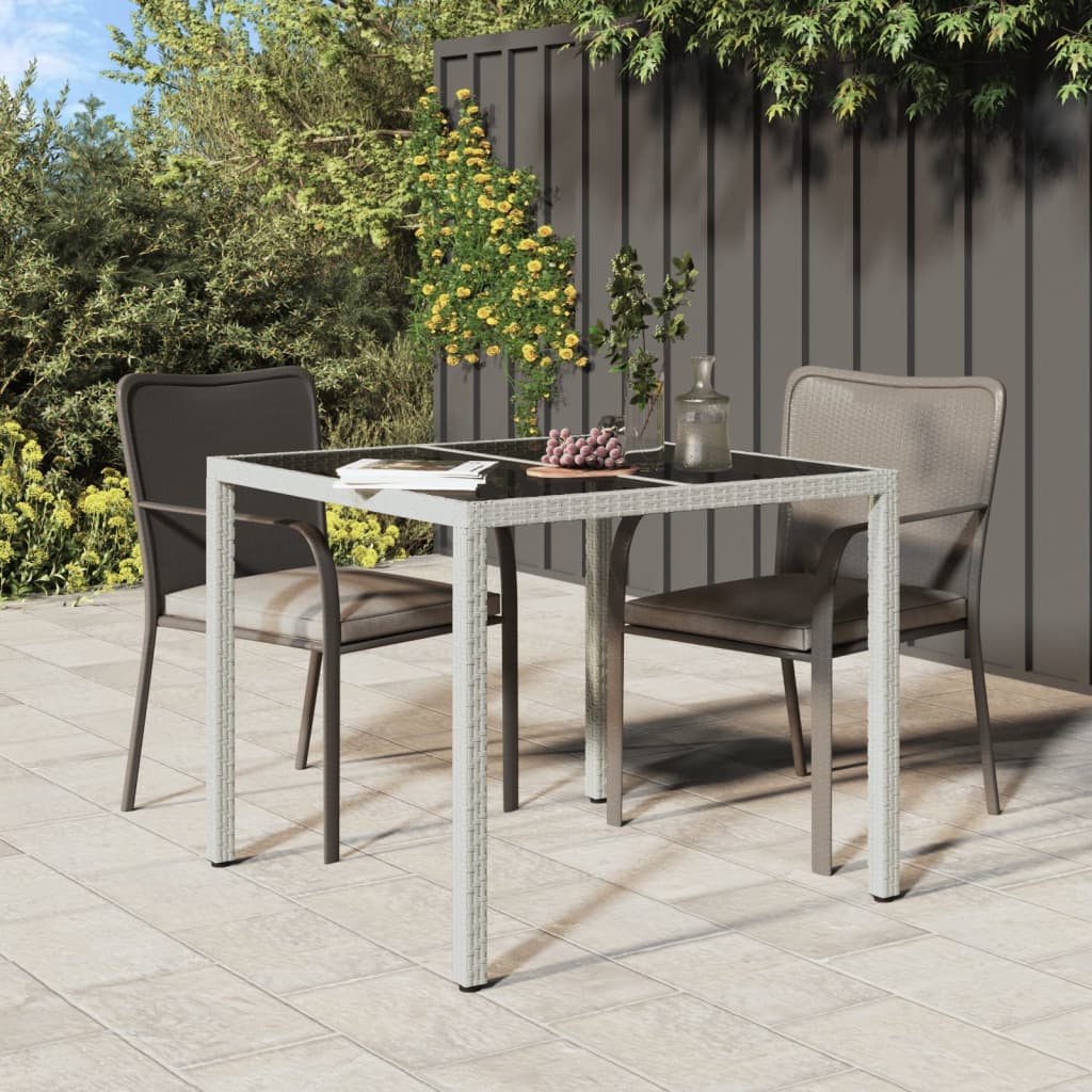 Gartentisch Gehärtetes Glas Poly Rattan