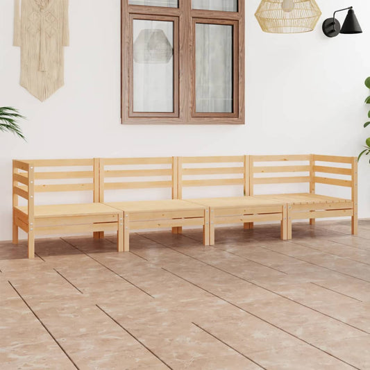 4-Tlg. Garten-Lounge-Set Kiefer Massivholz