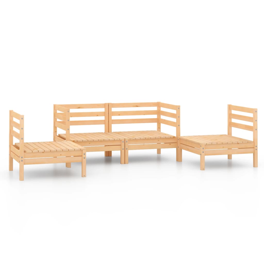 4-Tlg. Garten-Lounge-Set Kiefer Massivholz