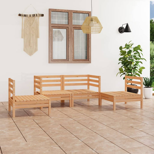 4-Tlg. Garten-Lounge-Set Kiefer Massivholz