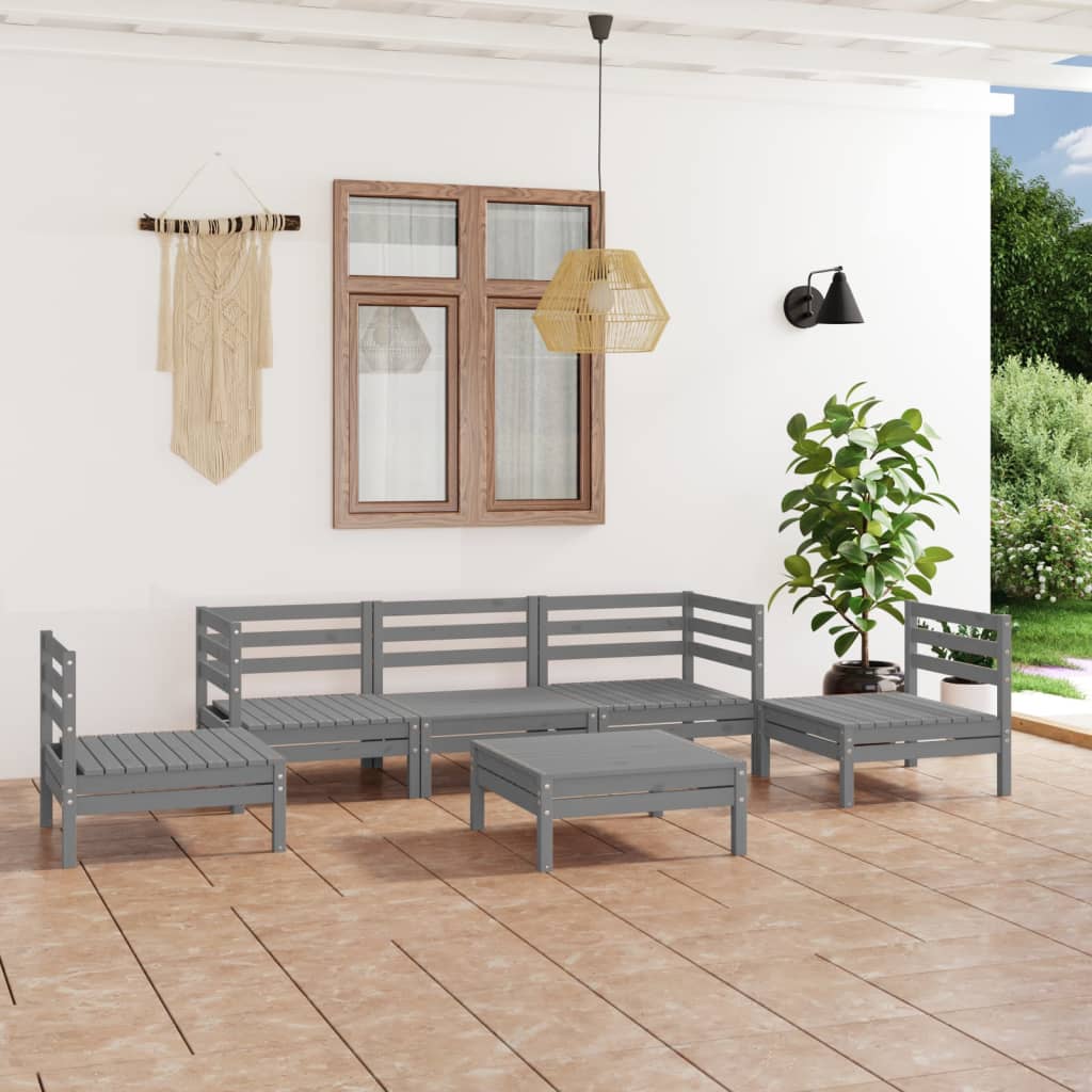 6-Tlg. Garten-Lounge-Set Kiefer Massivholz