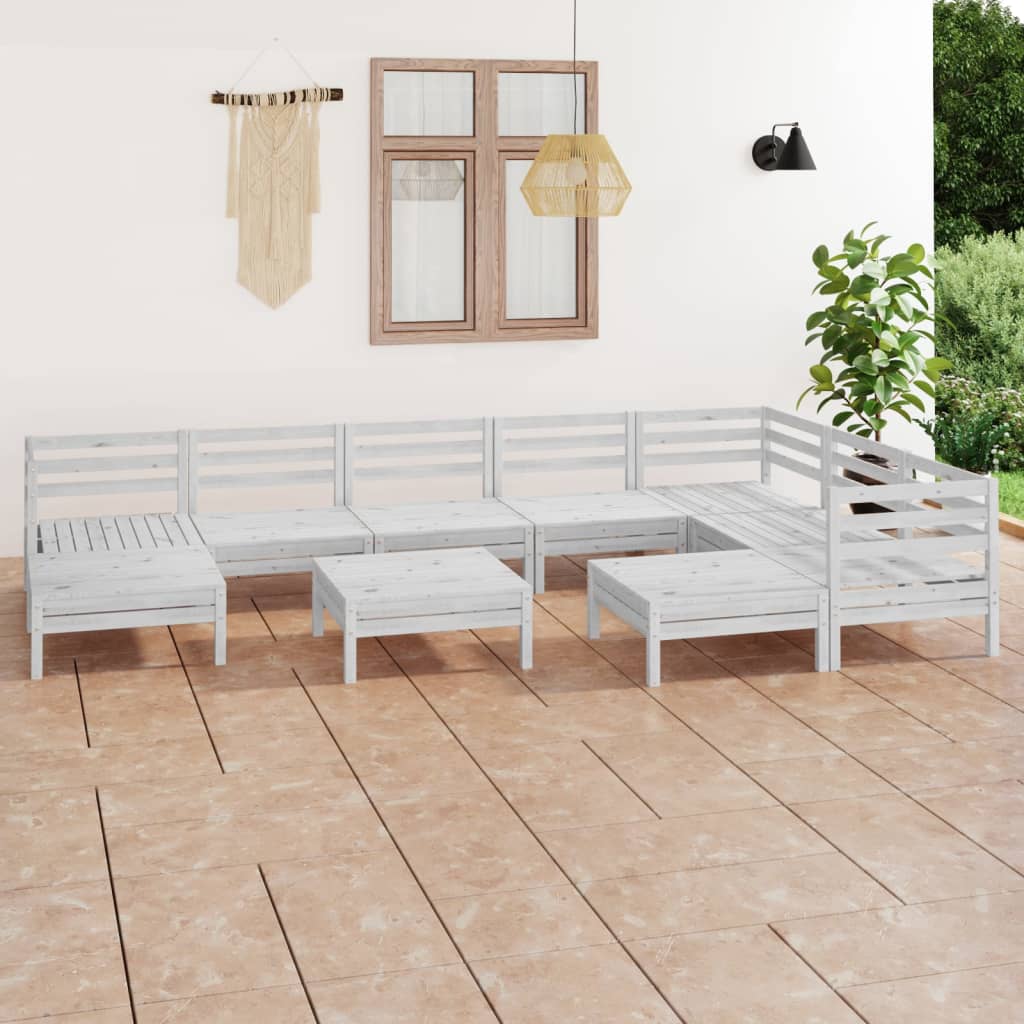 10-Tlg. Garten-Lounge-Set Massivholz Kiefer