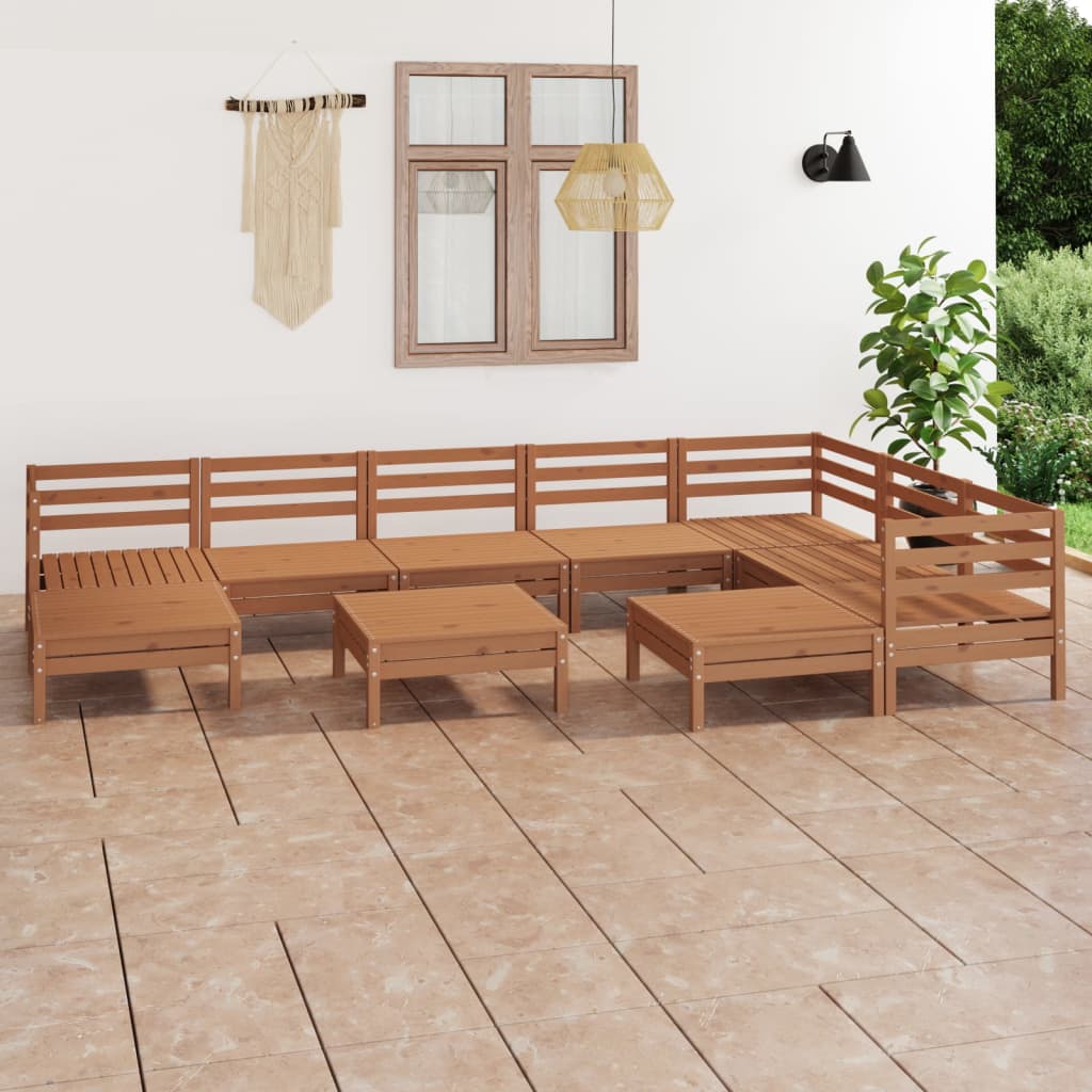 10-Tlg. Garten-Lounge-Set Massivholz Kiefer
