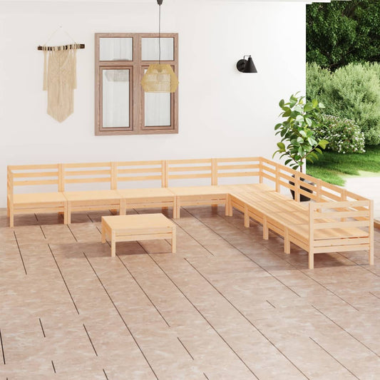10-Tlg. Garten-Lounge-Set Massivholz Kiefer