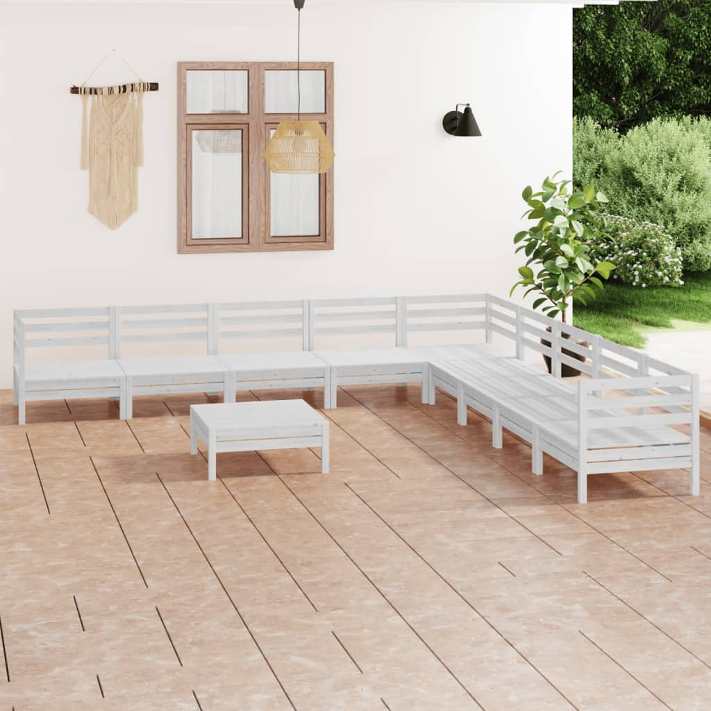 10-Tlg. Garten-Lounge-Set Massivholz Kiefer