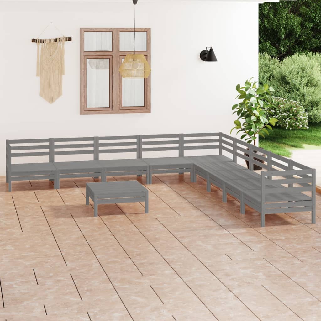10-Tlg. Garten-Lounge-Set Massivholz Kiefer