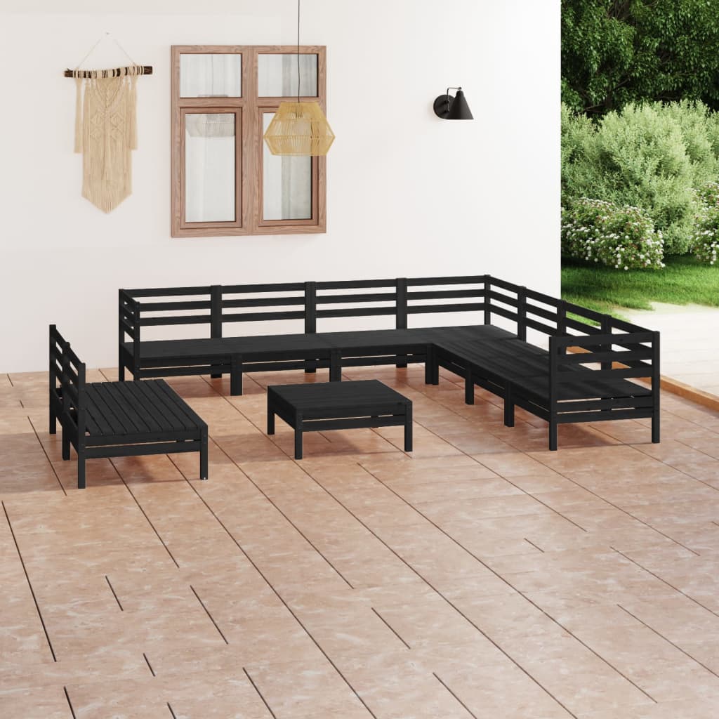 10-Tlg. Garten-Lounge-Set Massivholz Kiefer