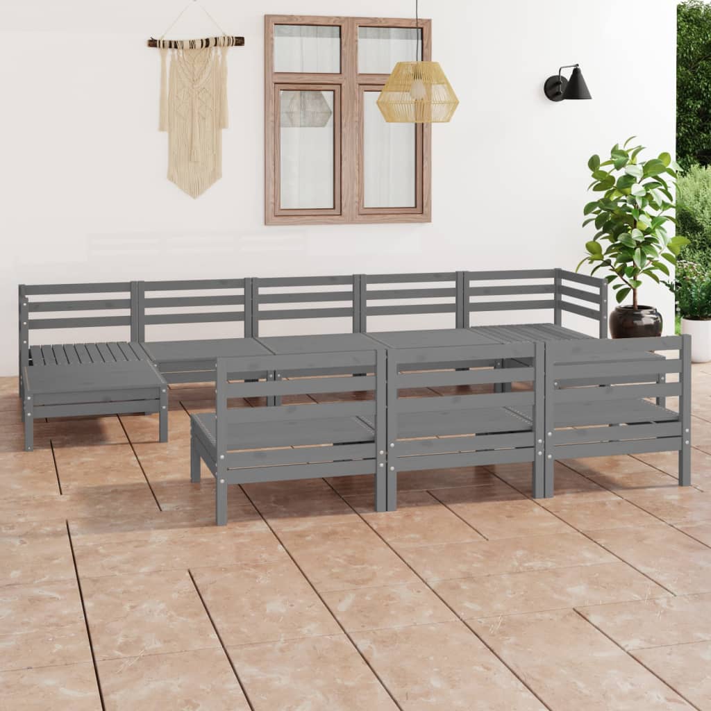 10-Tlg. Garten-Lounge-Set Massivholz Kiefer
