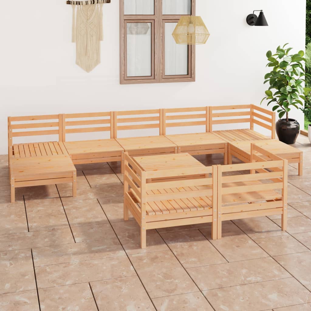 10-Tlg. Garten-Lounge-Set Massivholz Kiefer