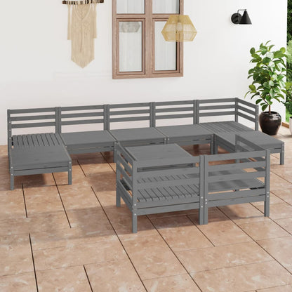 10-Tlg. Garten-Lounge-Set Massivholz Kiefer