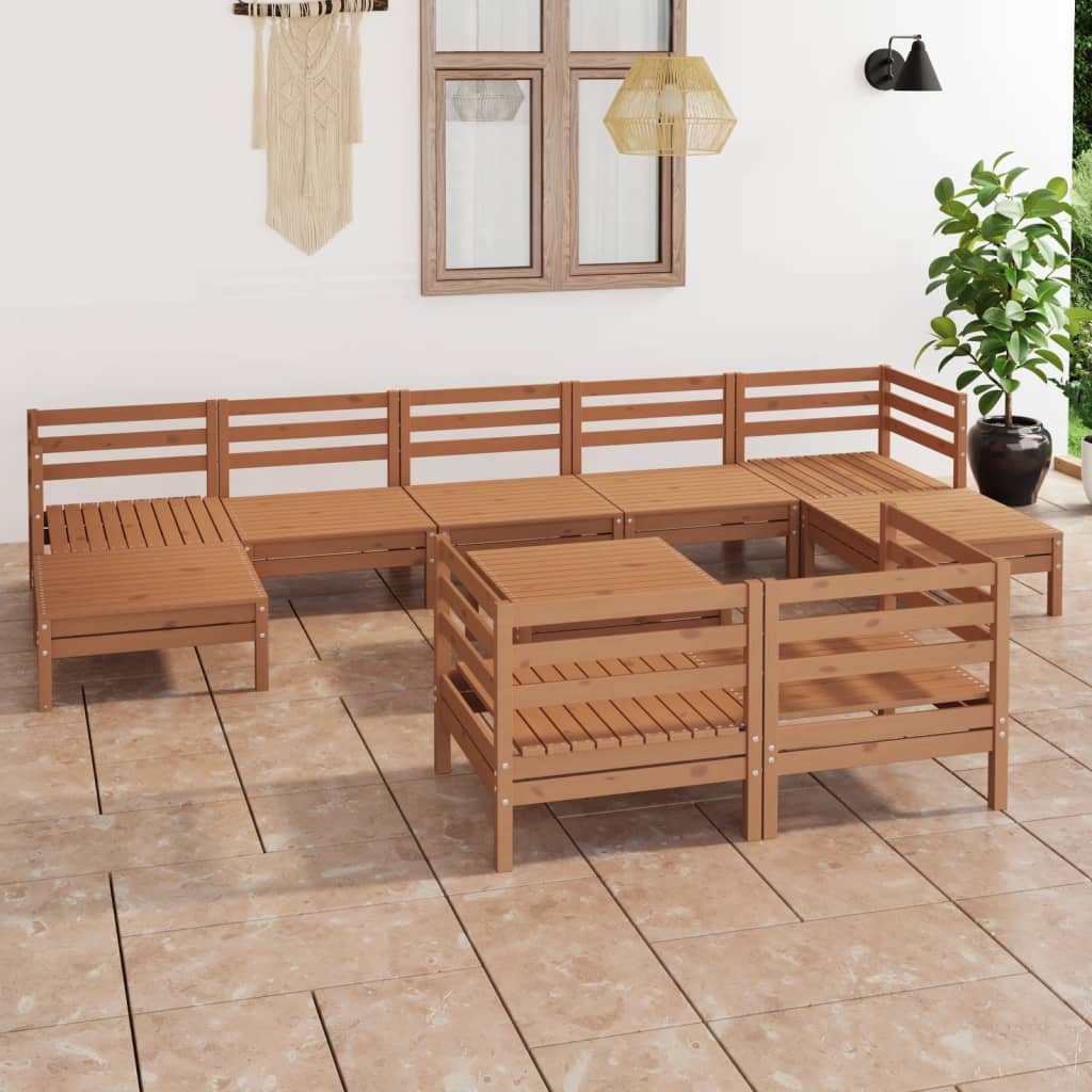 10-Tlg. Garten-Lounge-Set Massivholz Kiefer