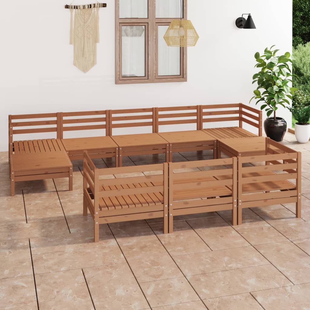 10-Tlg. Garten-Lounge-Set Massivholz Kiefer