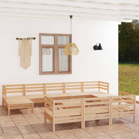 11-Tlg. Garten-Lounge-Set Massivholz Kiefer