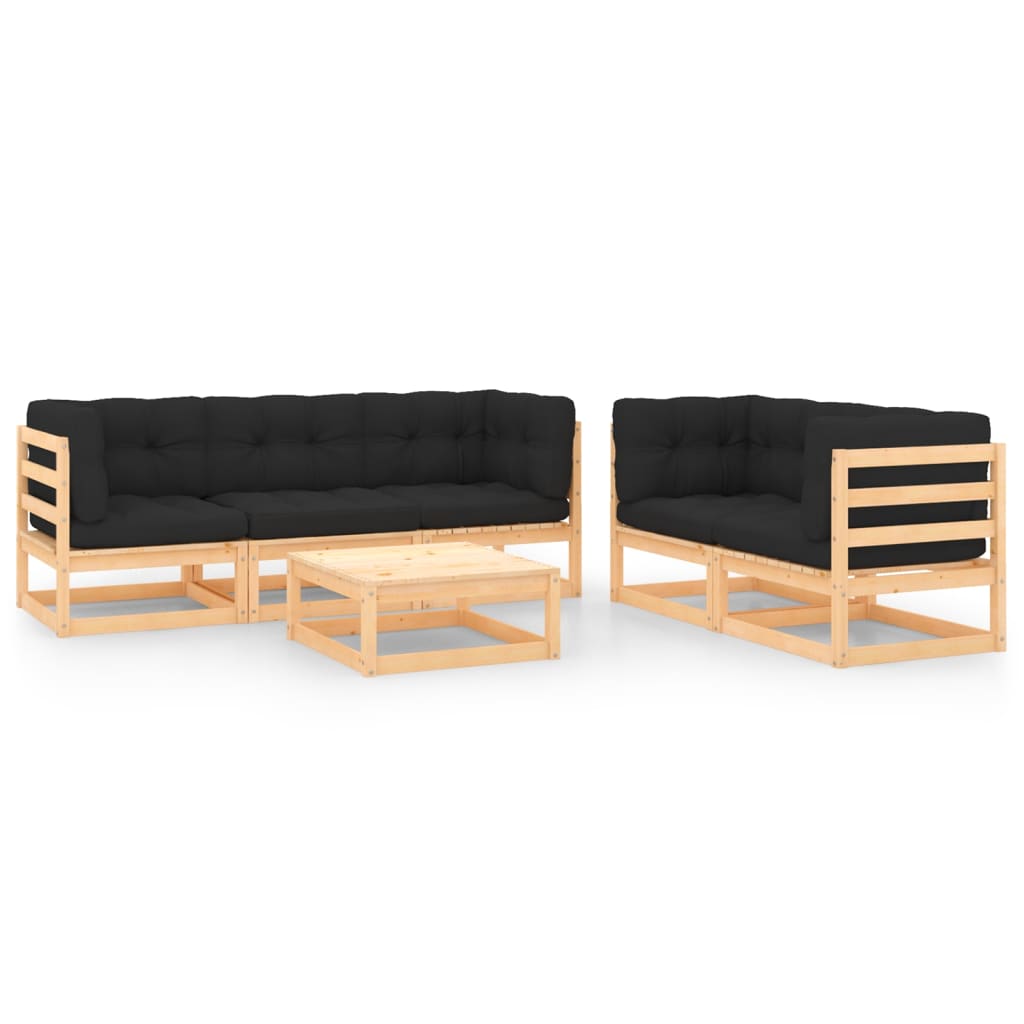 6-Tlg. Garten-Lounge-Set Massivholz Kiefer