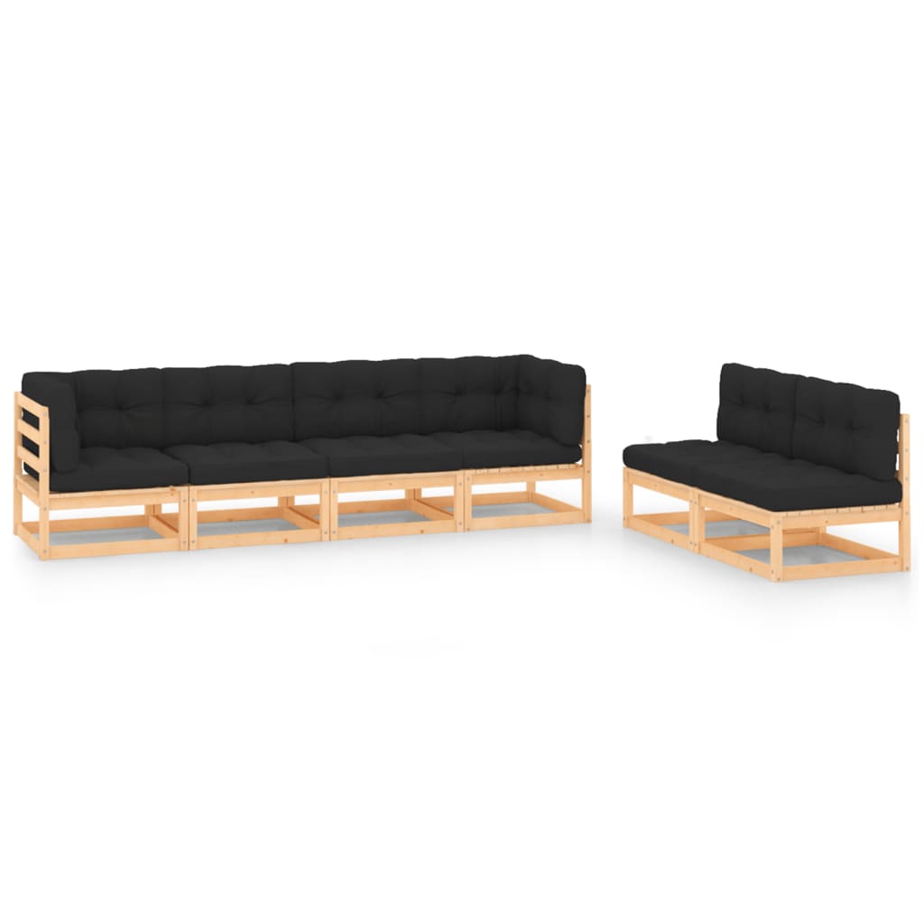 6-Tlg. Garten-Lounge-Set Massivholz Kiefer