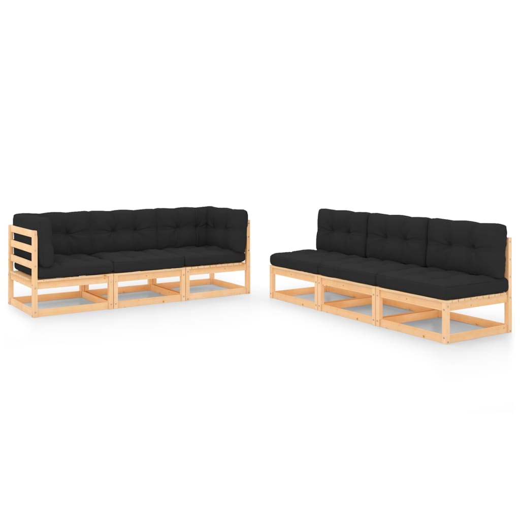 6-Tlg. Garten-Lounge-Set Massivholz Kiefer