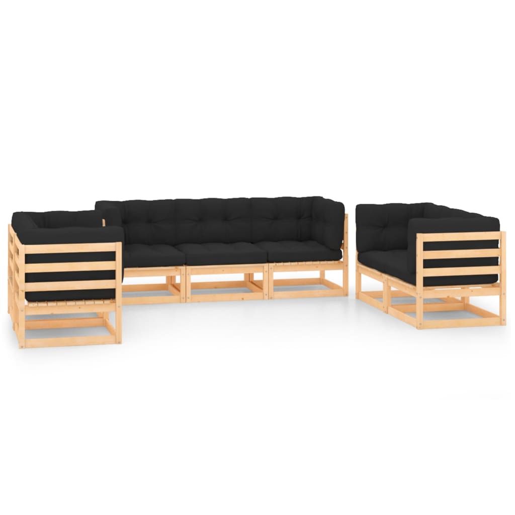 7-Tlg. Garten-Lounge-Set Massivholz Kiefer