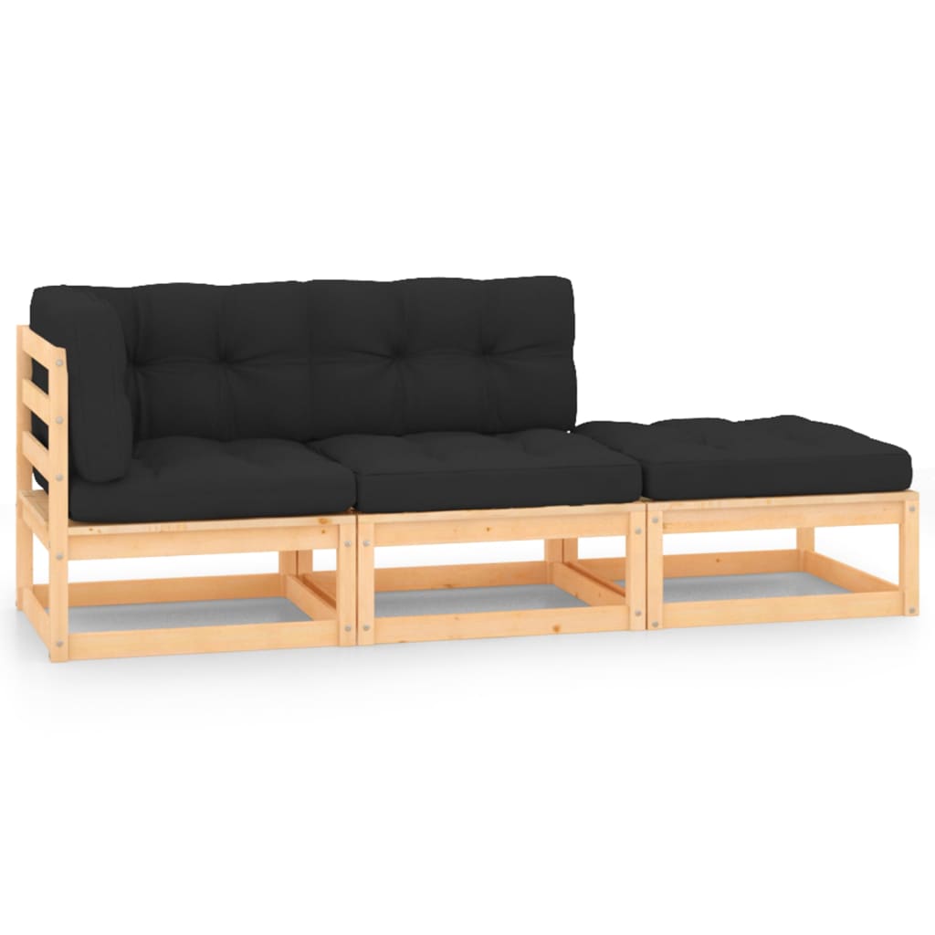 3-Tlg. Garten-Lounge-Set Massivholz Kiefer