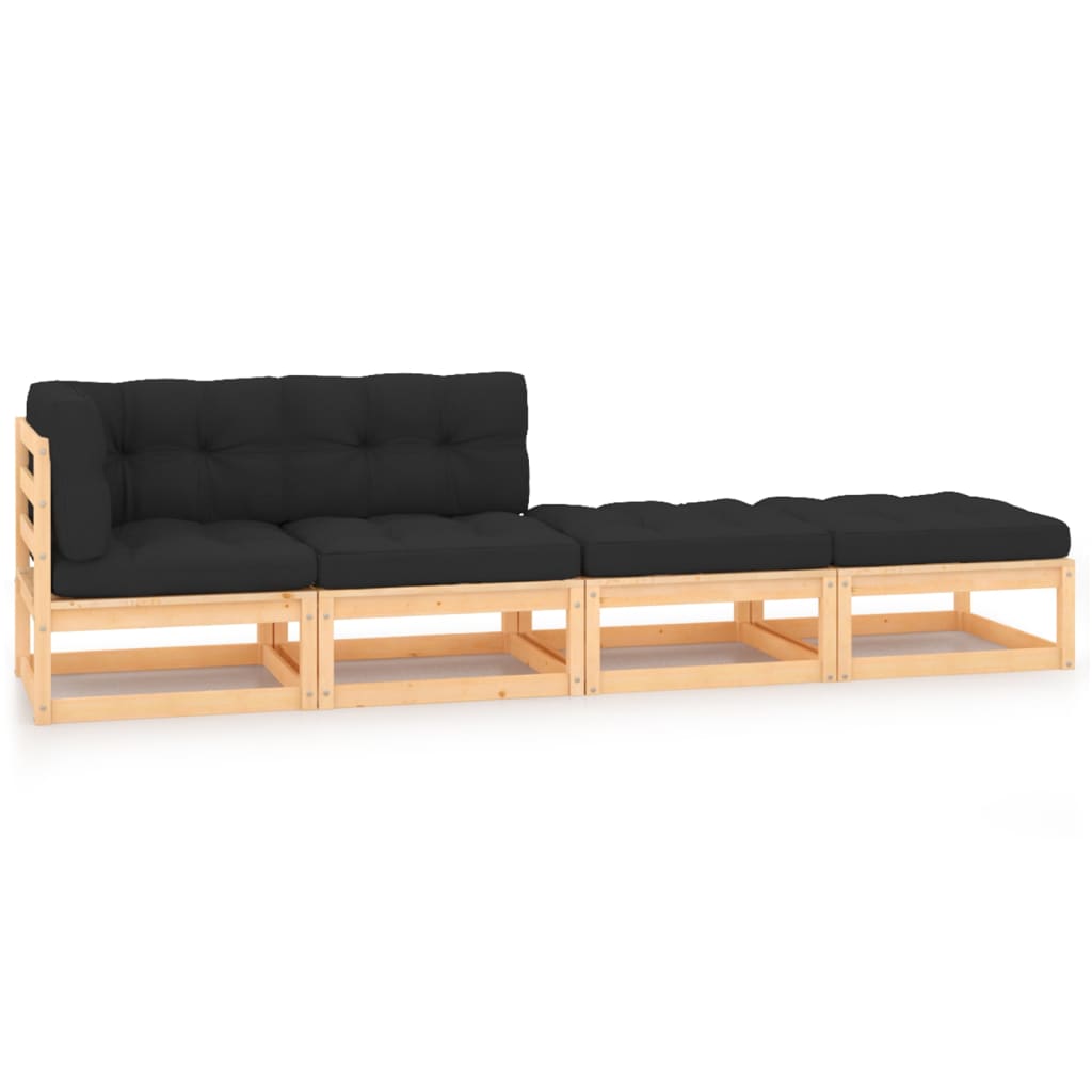 4-Tlg. Garten-Lounge-Set Massivholz Kiefer