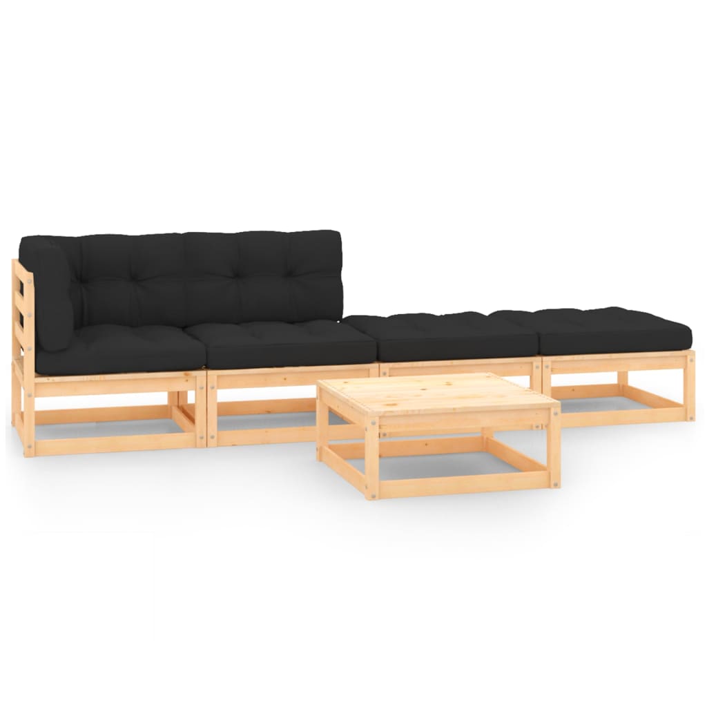 5-Tlg. Garten-Lounge-Set Massivholz Kiefer