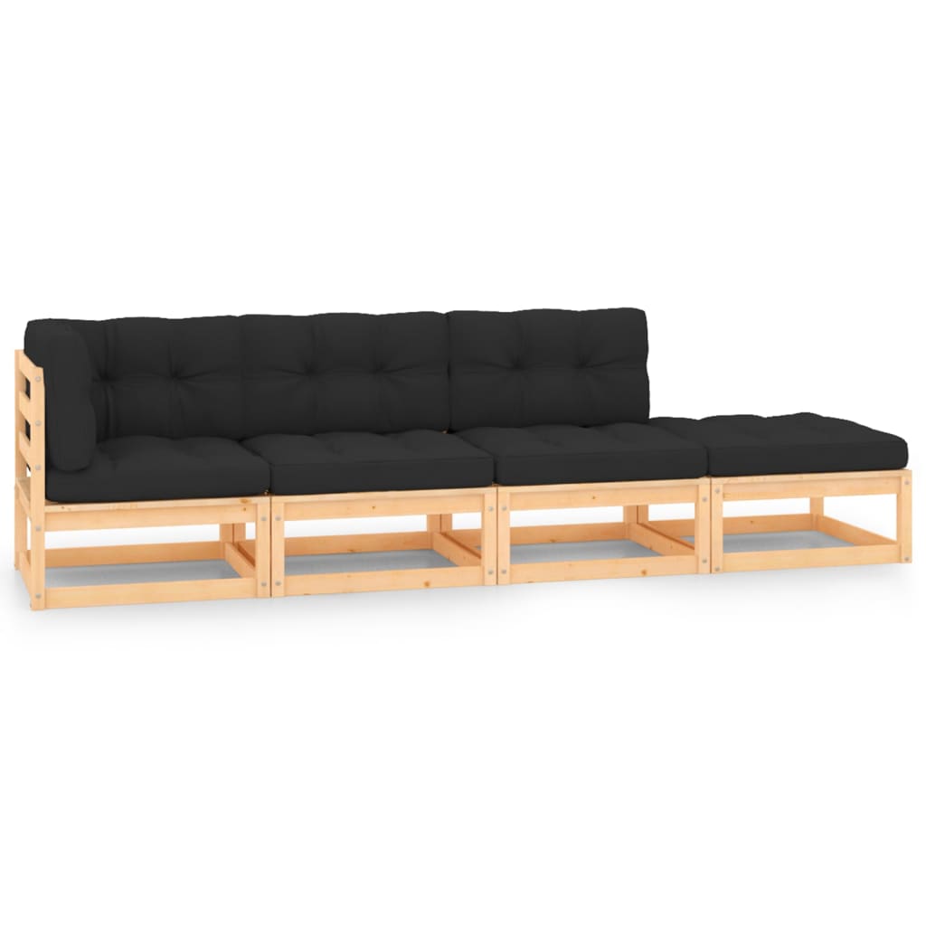 4-Tlg. Garten-Lounge-Set Massivholz Kiefer