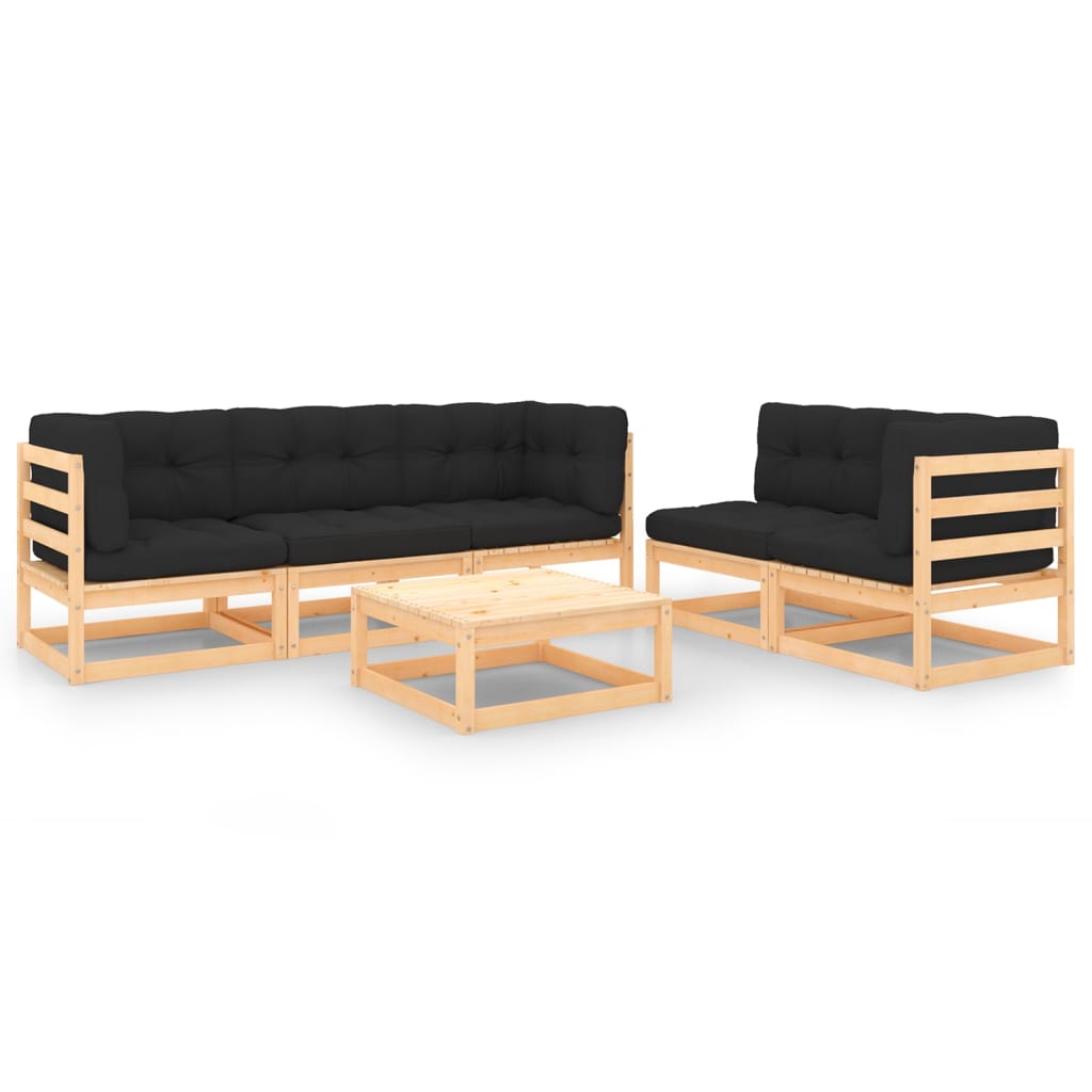 6-Tlg. Garten-Lounge-Set Mit Kissen Kiefer Massivholz