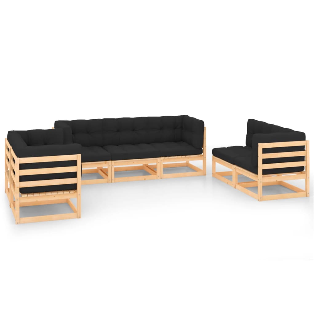 7-Tlg. Garten-Lounge-Set Mit Kissen Massivholz Kiefer