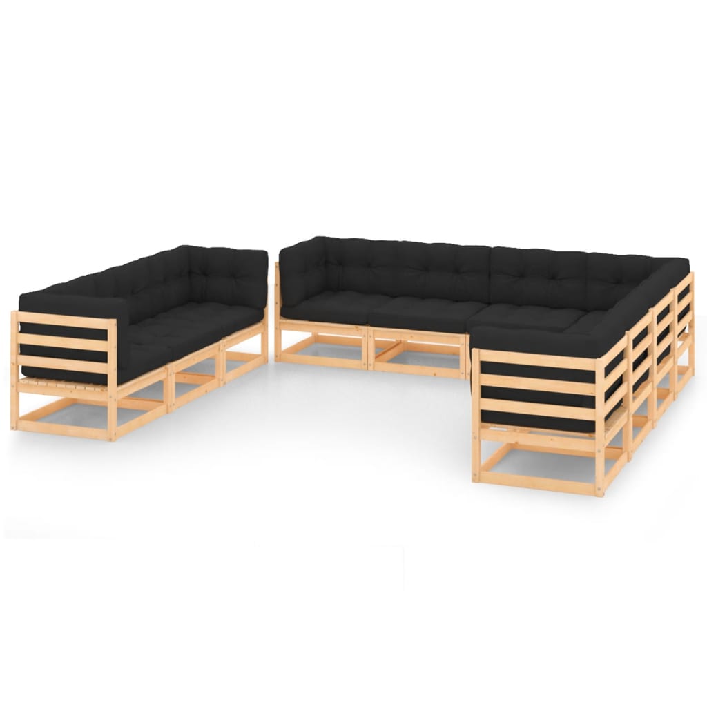10-Tlg. Garten-Lounge-Set Massivholz Kiefer