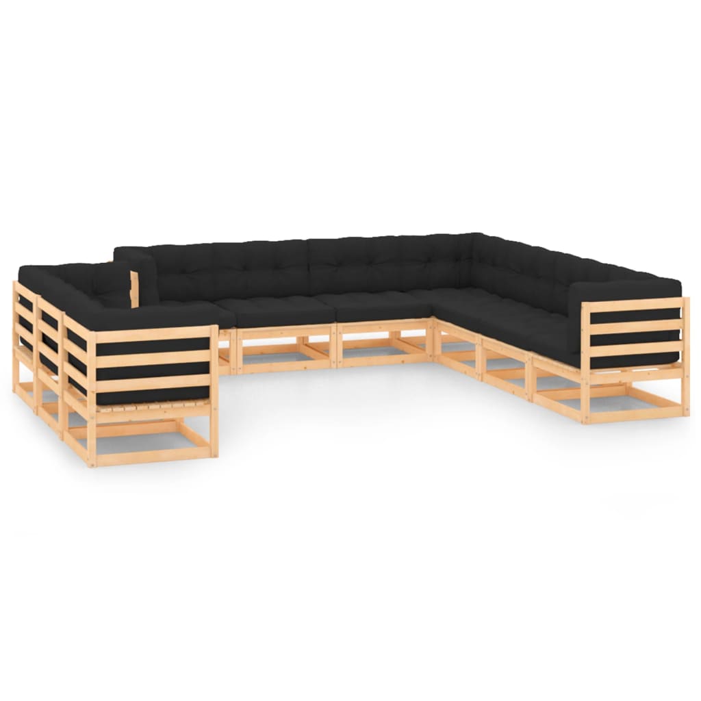10-Tlg. Garten-Lounge-Set Massivholz Kiefer