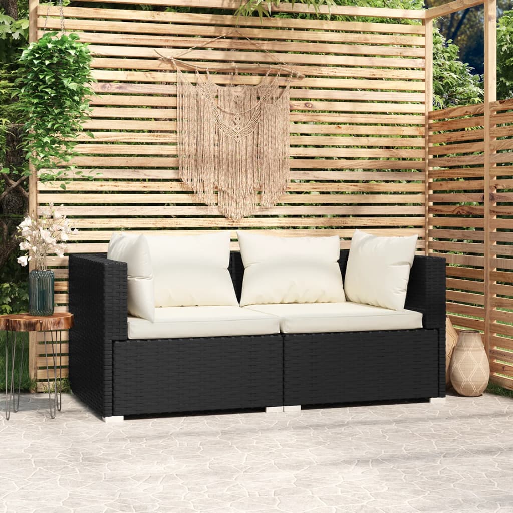 -Sofa Mit Kissen Grau Poly Rattan