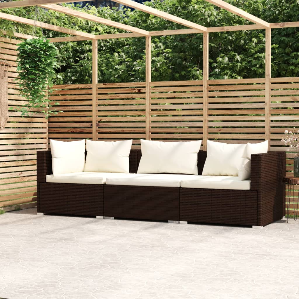 -Sofa Mit Kissen Grau Poly Rattan