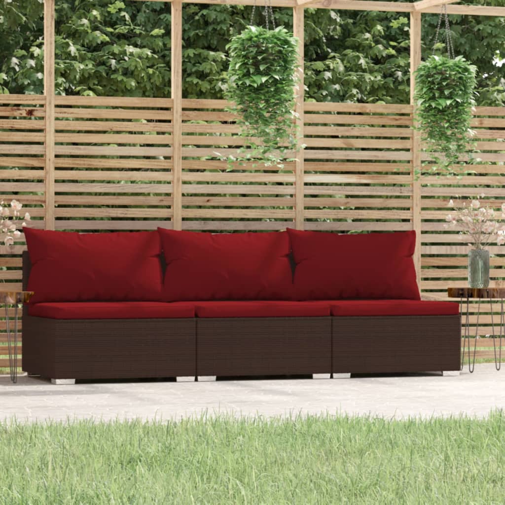 -Sofa Mit Kissen Grau Poly Rattan