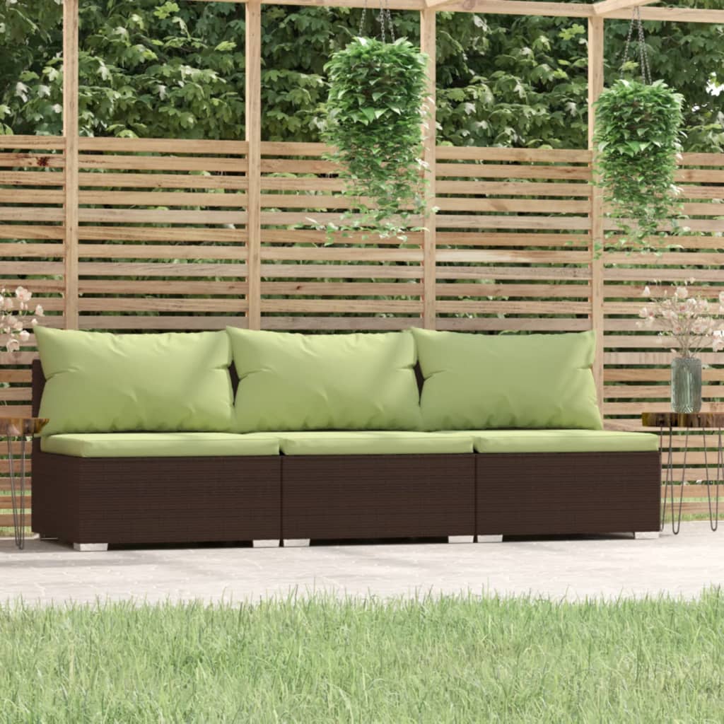 -Sofa Mit Kissen Grau Poly Rattan