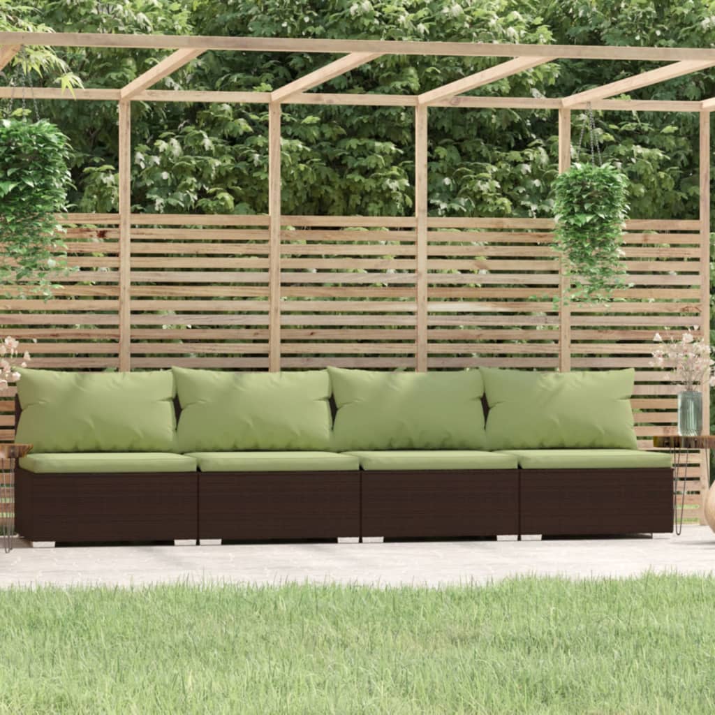 -Sofa Mit Kissen Grau Poly Rattan