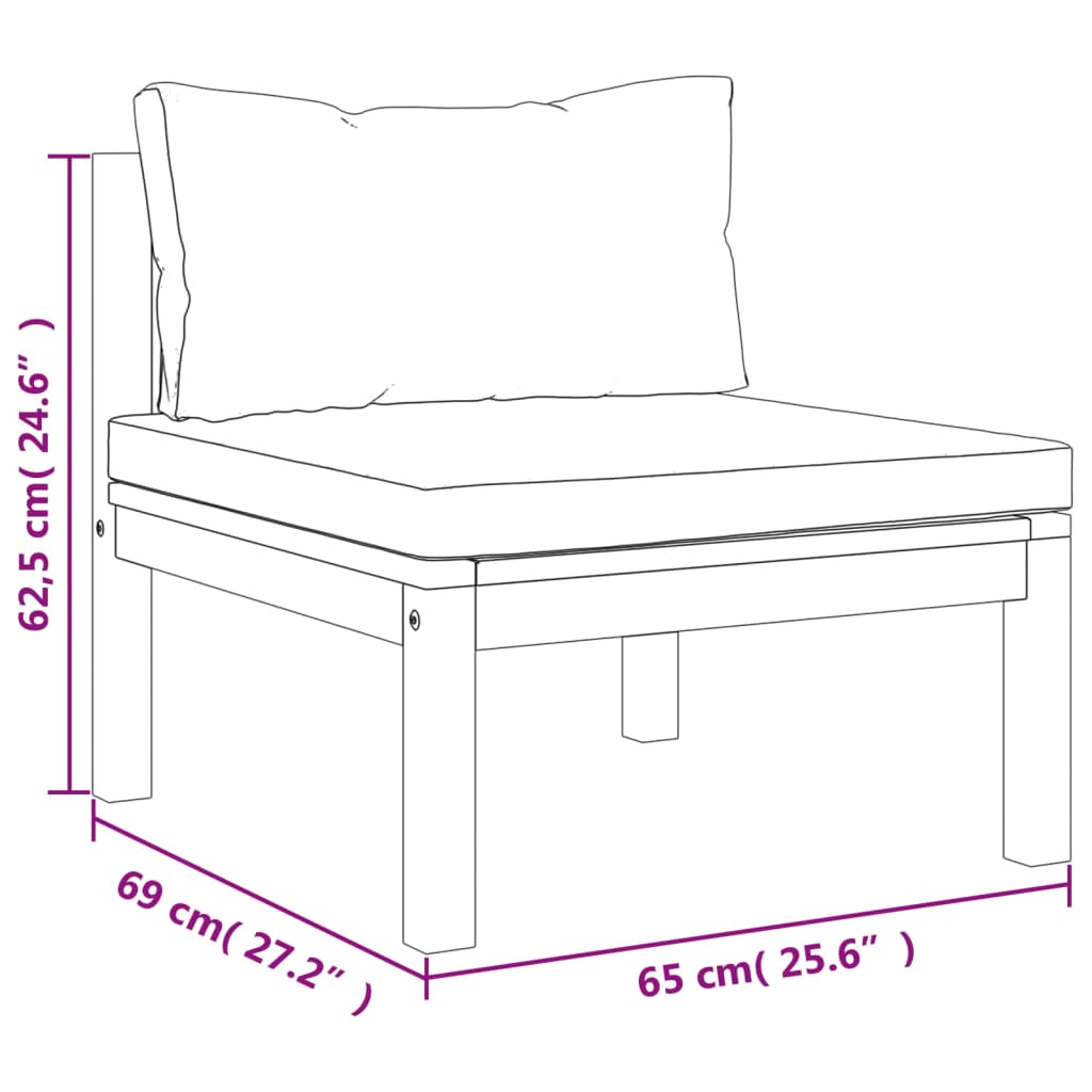 5-Tlg. Garten-Lounge-Set Mit Auflage Massivholz Akazie