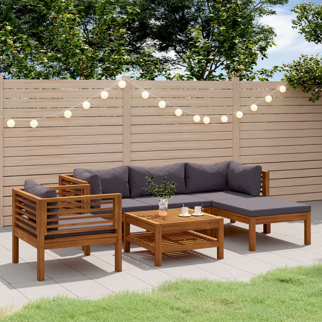 5-Tlg. Garten-Lounge-Set Mit Auflage Massivholz Akazie