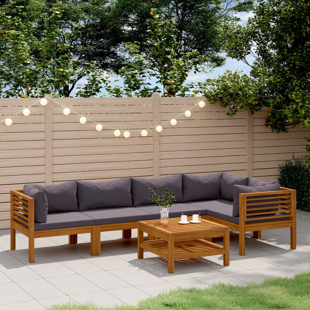 5-Tlg. Garten-Lounge-Set Mit Auflage Massivholz Akazie