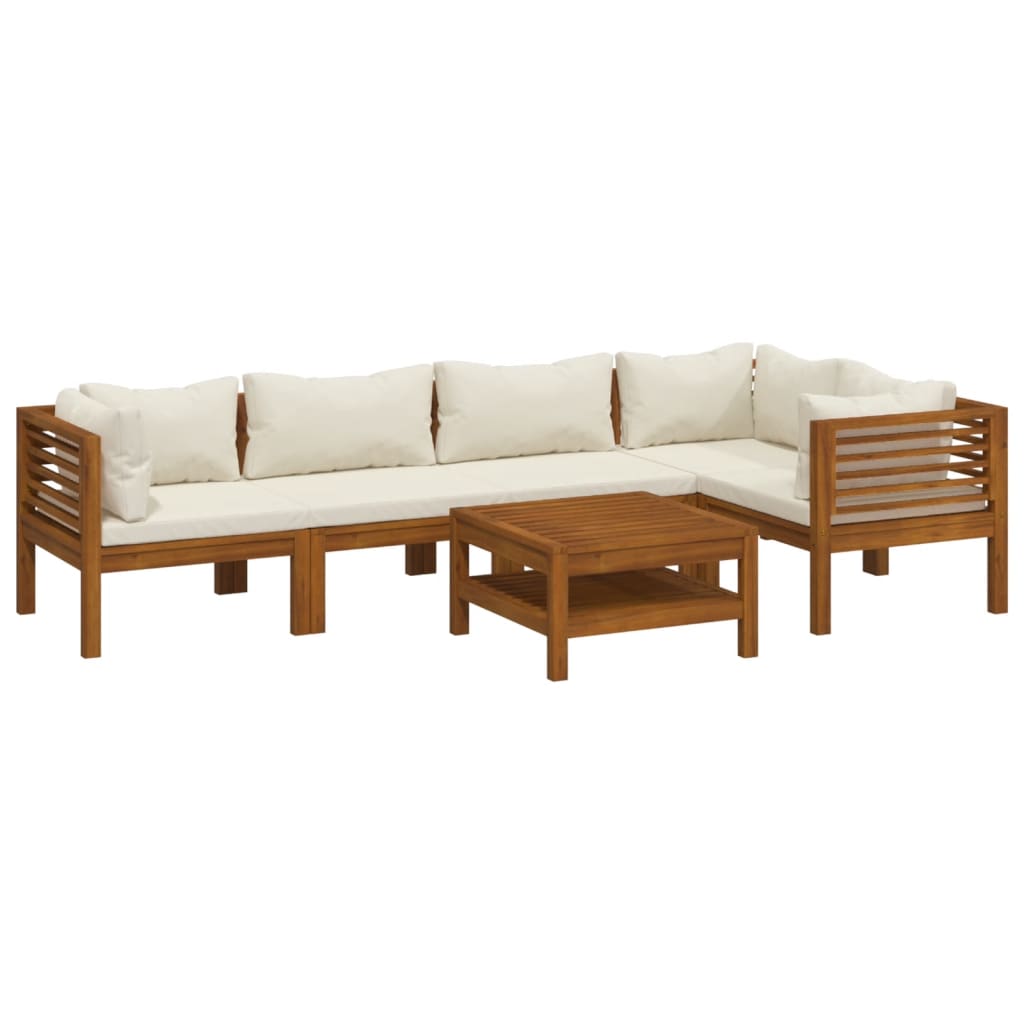 6-Tlg. Garten-Lounge-Set Mit Kissen Massivholz Akazie