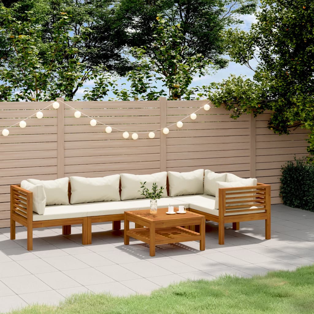 6-Tlg. Garten-Lounge-Set Mit Kissen Massivholz Akazie