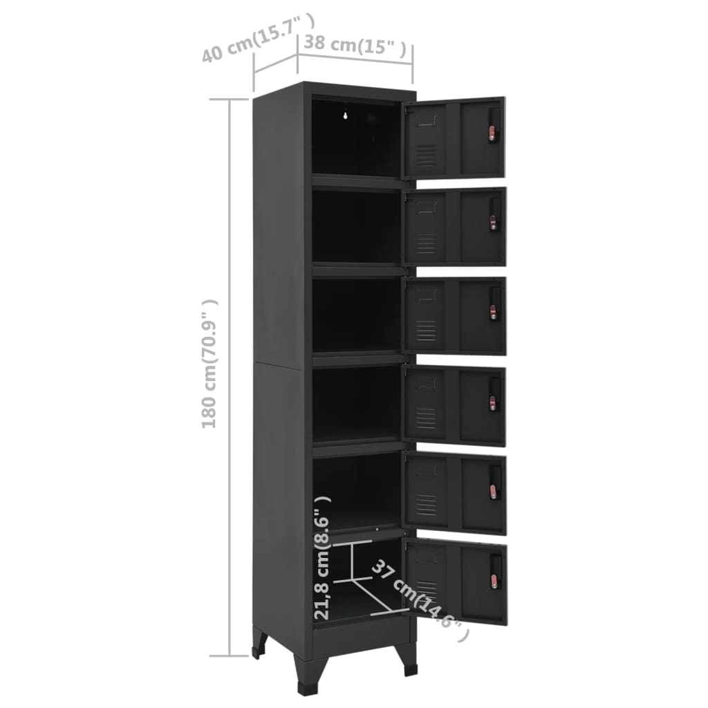 Schließfachschrank 38X40X180 Cm Stahl Anthrazit