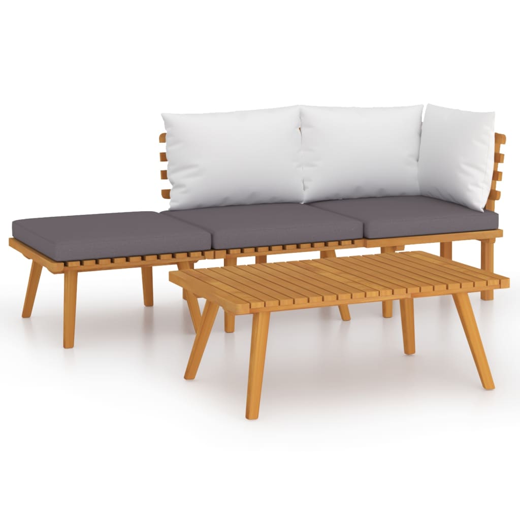 4-Tlg. Garten-Lounge-Set Mit Kissen Massivholz Akazie