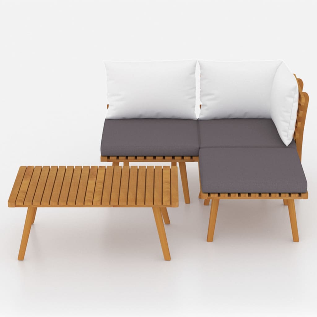 4-Tlg. Garten-Lounge-Set Mit Kissen Massivholz Akazie