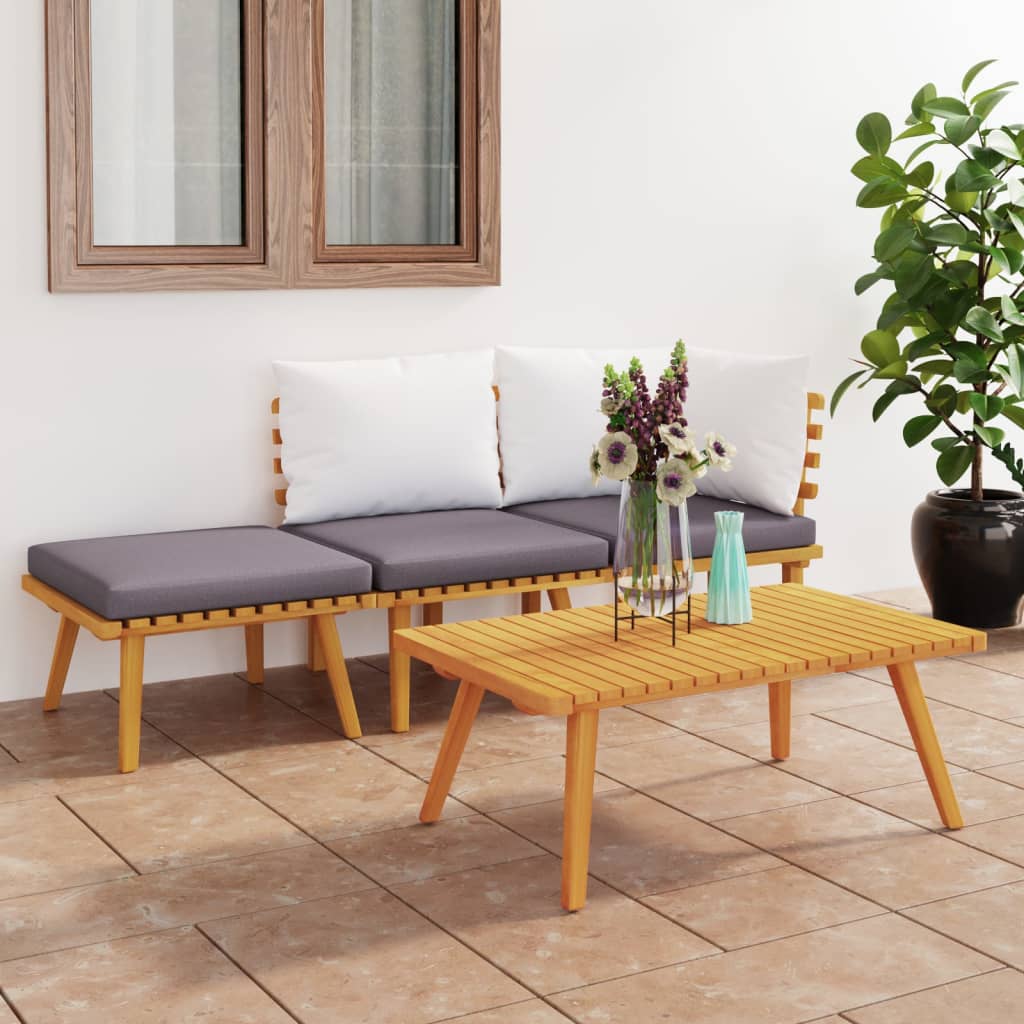 4-Tlg. Garten-Lounge-Set Mit Kissen Massivholz Akazie