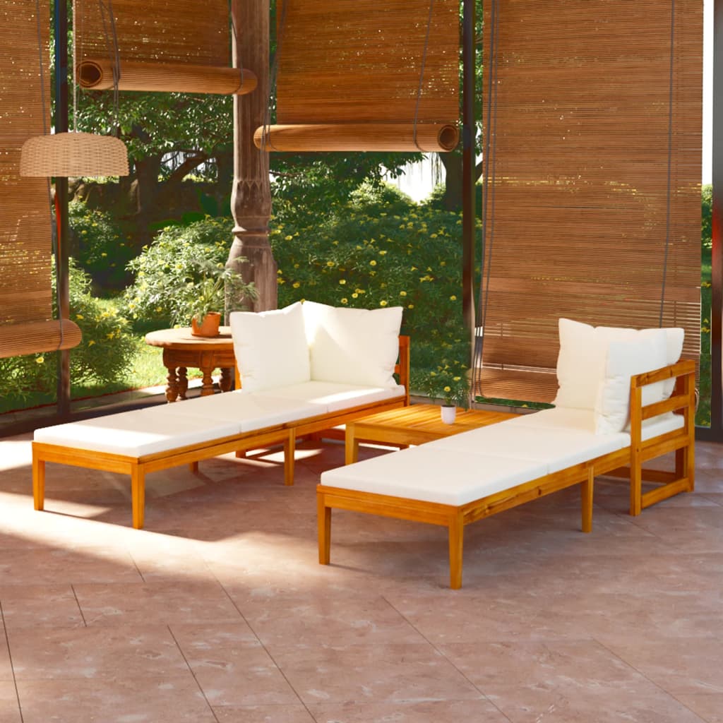 3-Tlg. Garten-Lounge-Set Mit En Kissen Massivholz Akazie