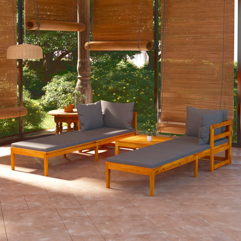 3-Tlg. Garten-Lounge-Set Mit En Kissen Massivholz Akazie