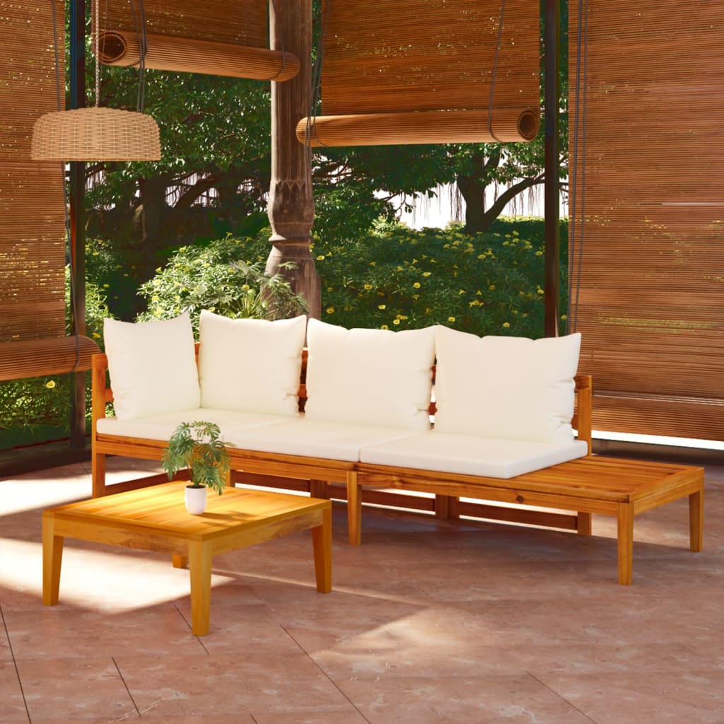 3-Tlg. Garten-Lounge-Set Mit En Kissen Massivholz Akazie