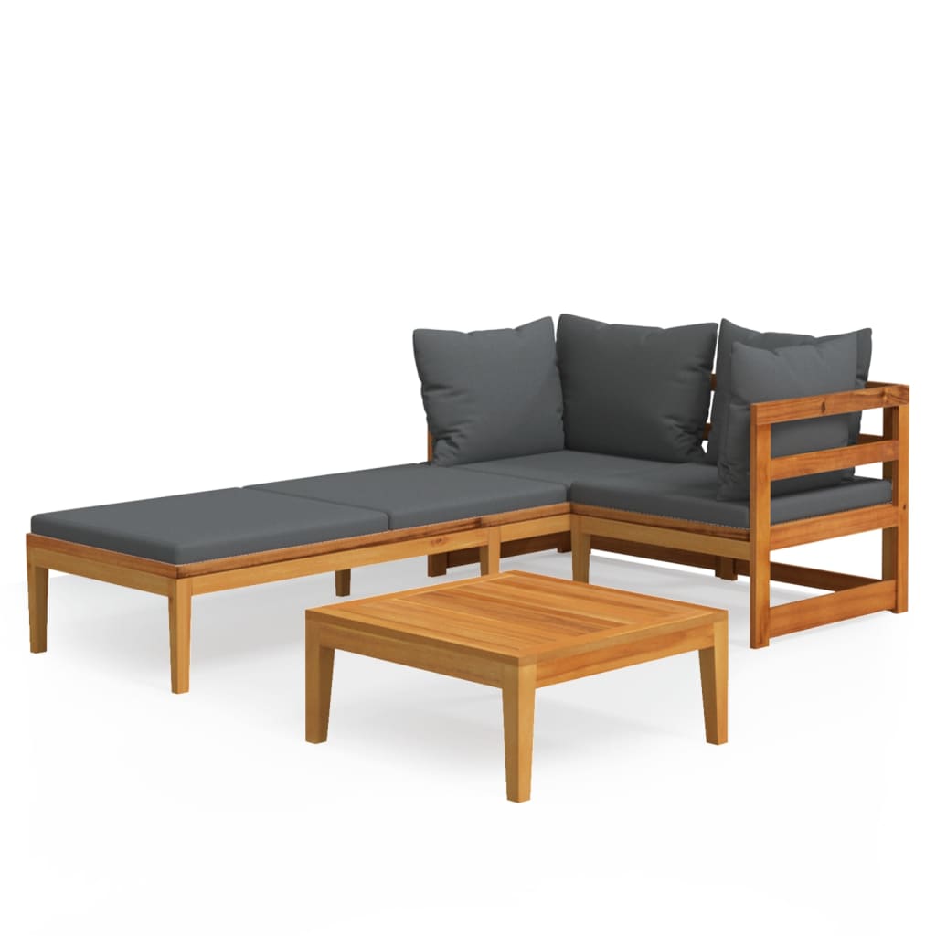 3-Tlg. Garten-Lounge-Set Mit En Kissen Massivholz Akazie