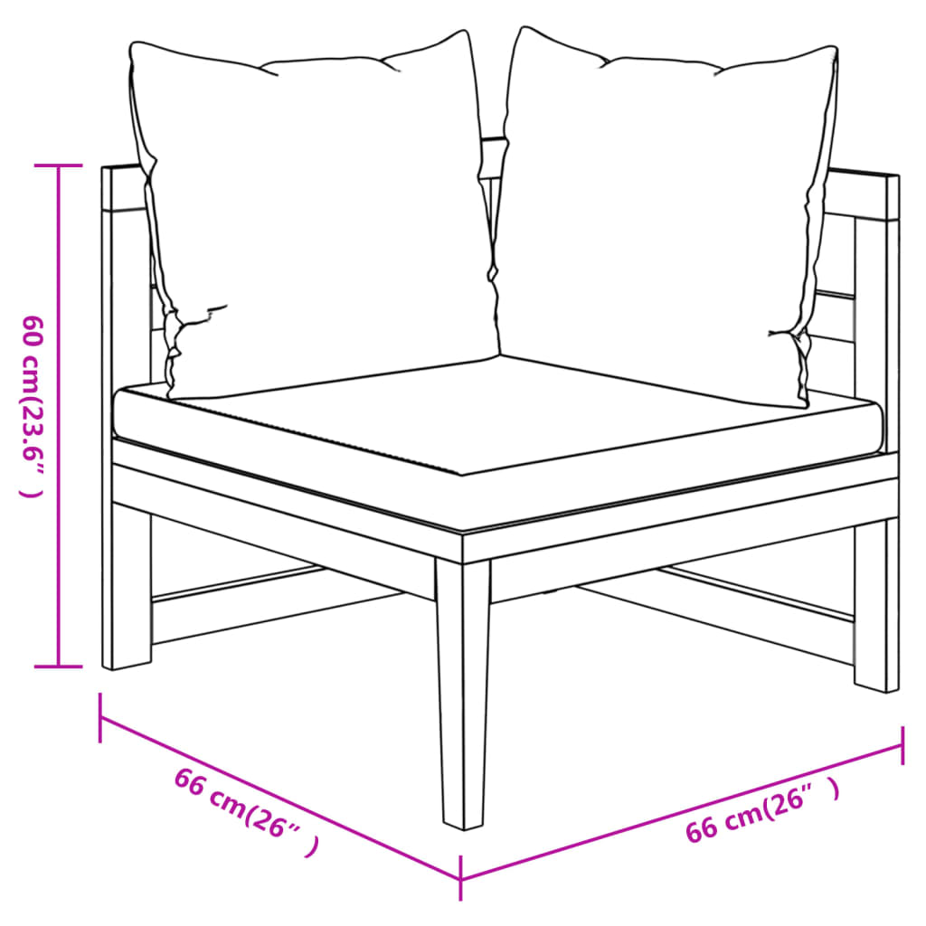 3-Tlg. Garten-Lounge-Set Mit En Kissen Massivholz Akazie