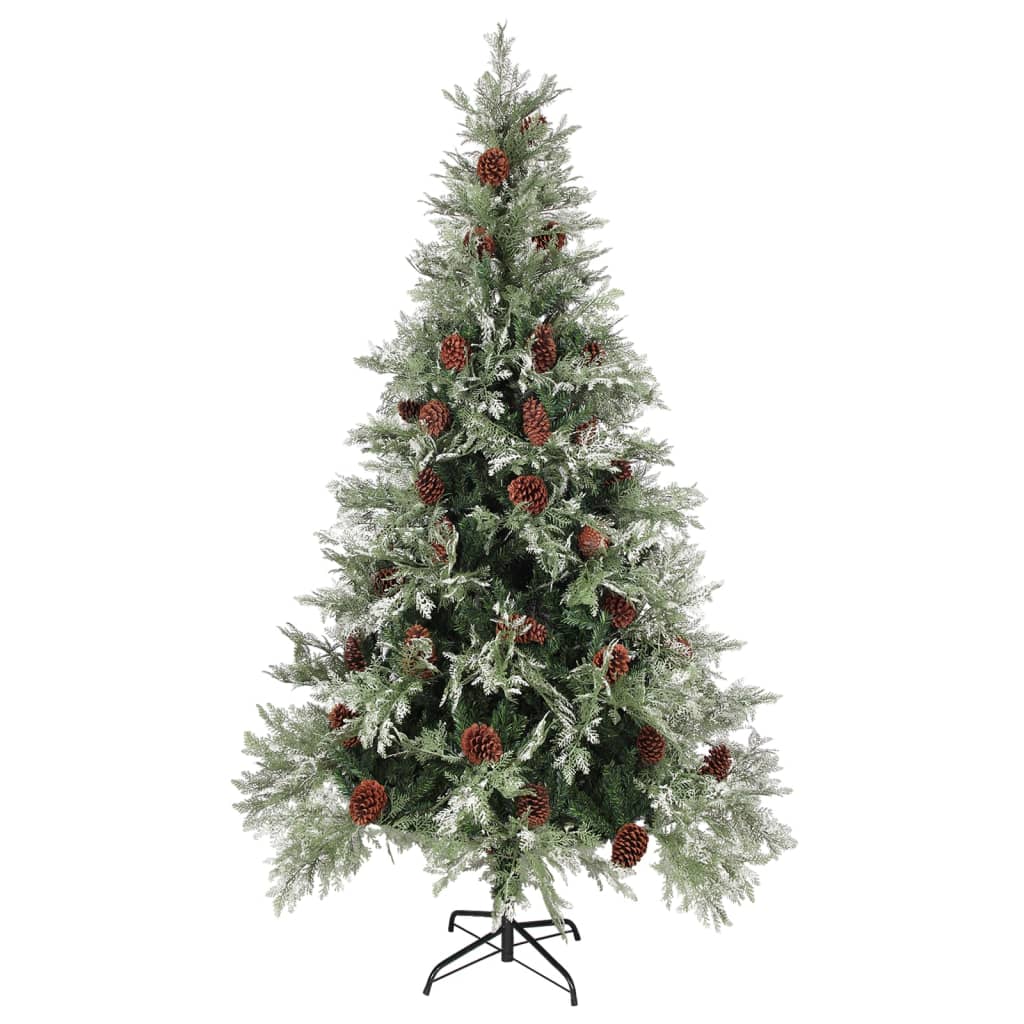 Weihnachtsbaum Mit Zapfen Grün Und Weiß 195 Cm Pvc & Pe